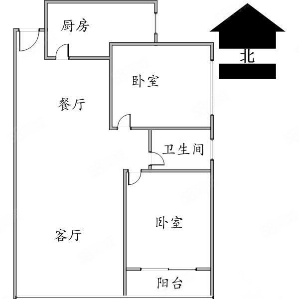 美寓明城2室2厅1卫90.39㎡南北75万