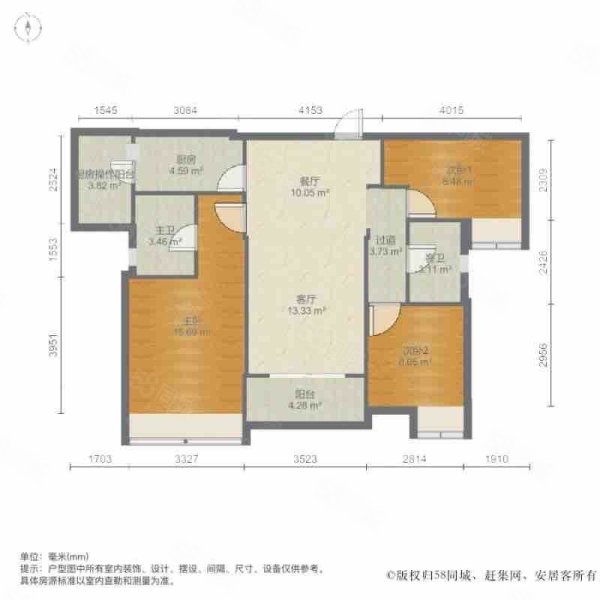 海伦国际3室2厅0卫104㎡南115万