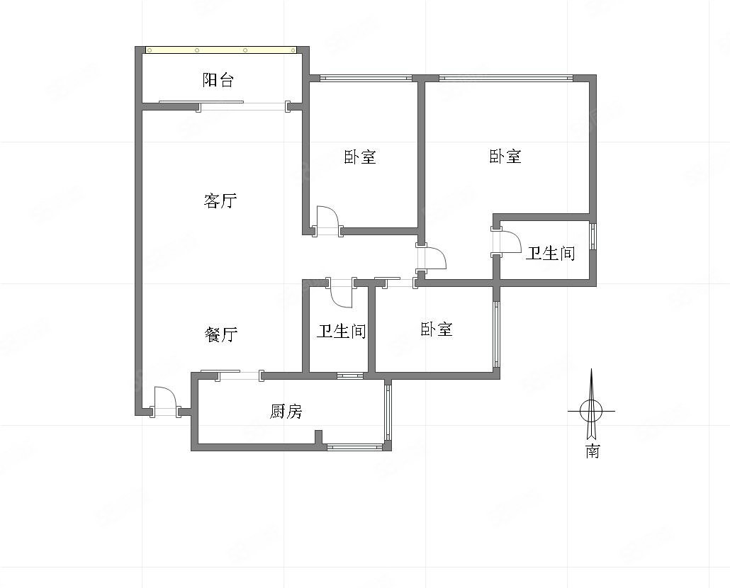 昕晖莫比时代3室2厅2卫77.52㎡南北86万