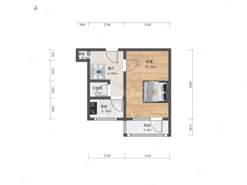 稻香园小区1室1厅1卫40.95㎡南449万