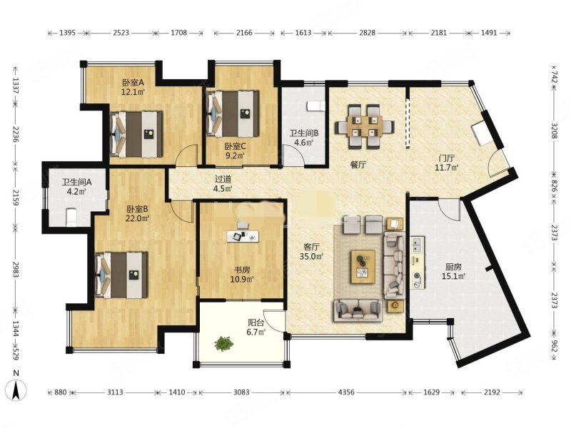 高能金域名都4室2厅2卫151㎡南200万