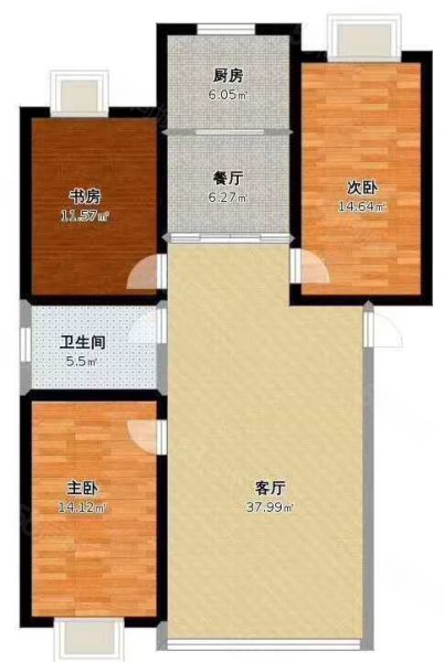 中信小区3室2厅1卫105.17㎡南北65万