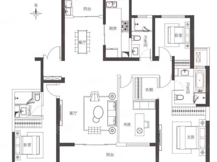 保亿公元印4室2厅3卫195.61㎡南北380万