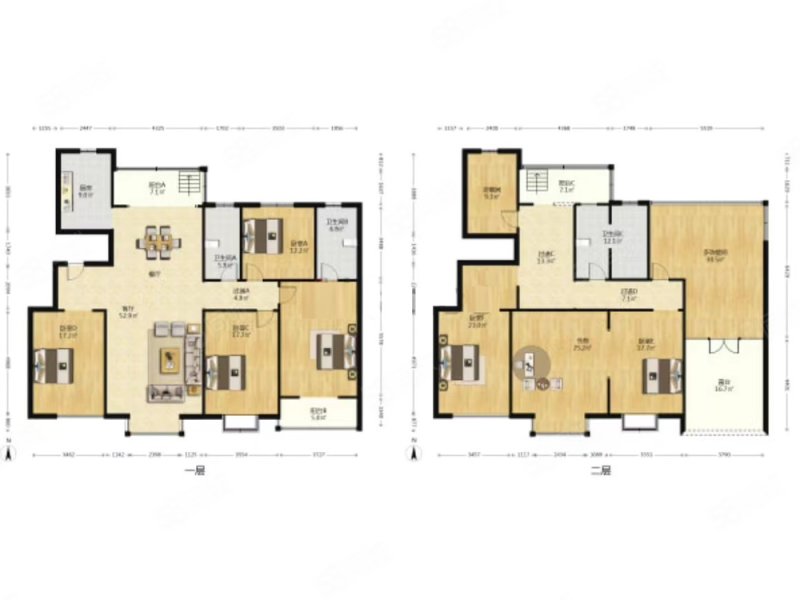 曲江馨佳苑330.13平6室,带80平露台带车位单价1.7万