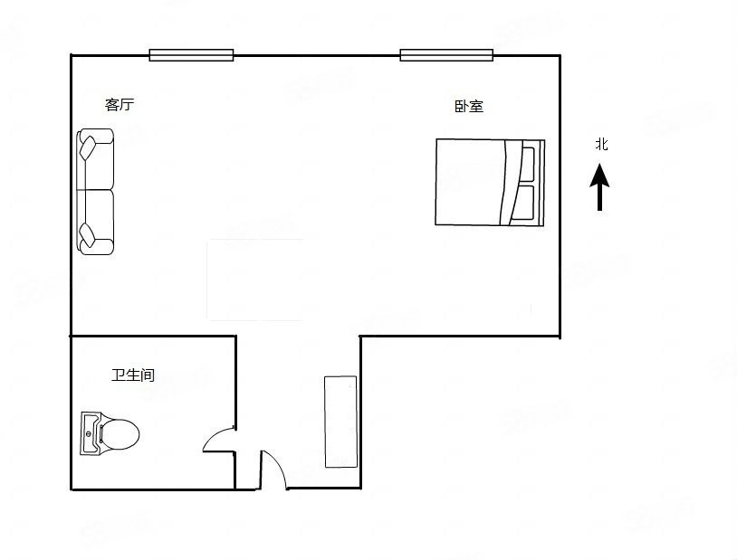 富河国际(A区)1室1厅1卫31.53㎡南北29万