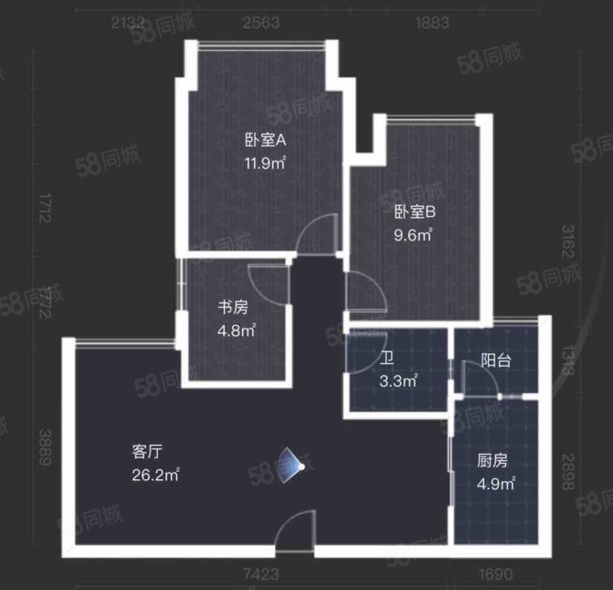 金强欧郡3室2厅1卫80㎡西南94万