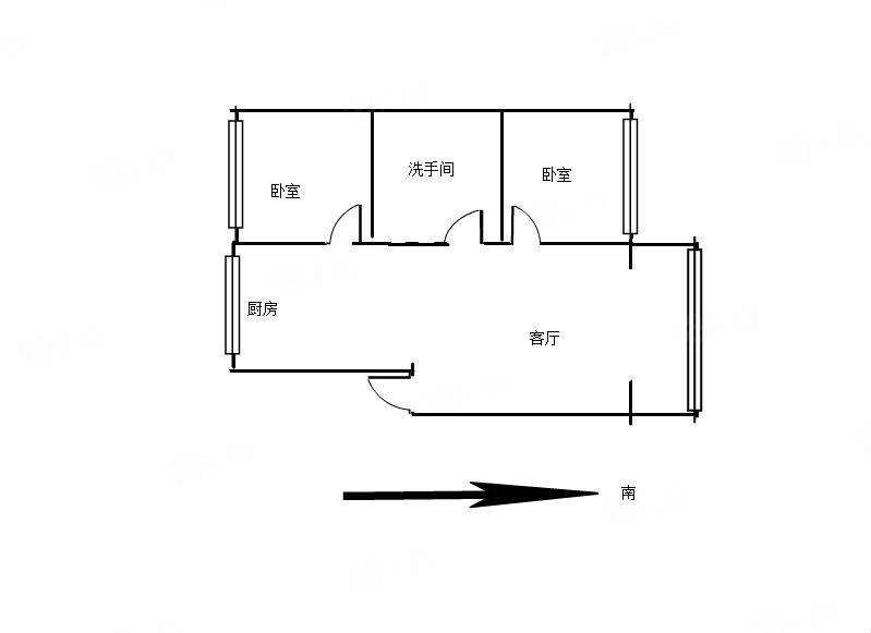 金域华庭2室2厅1卫85㎡南北44万