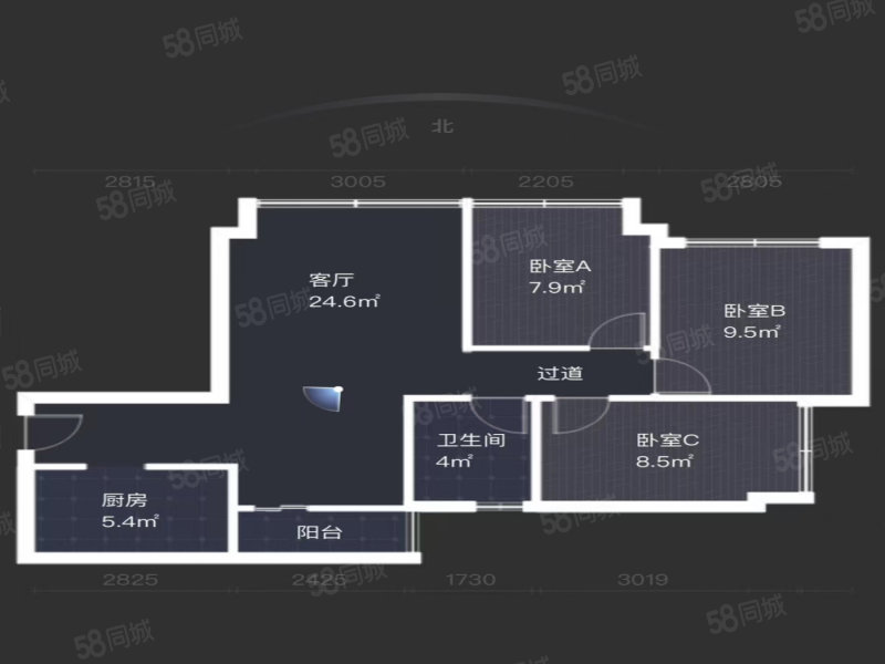 蓝光COCO国际(二期)3室1厅1卫71㎡北127万