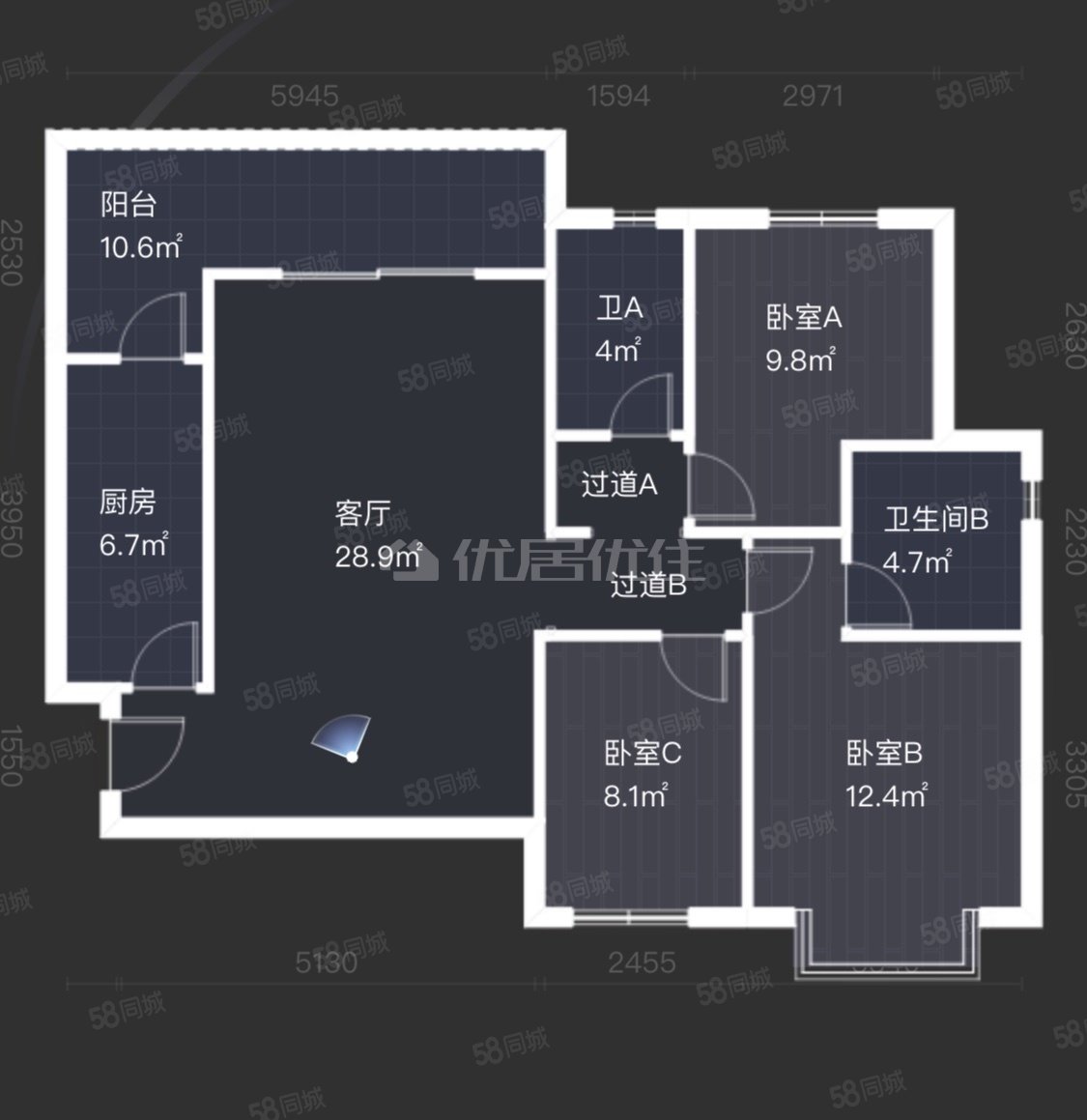 昆明恒大名都3室2厅2卫118.52㎡东南184万