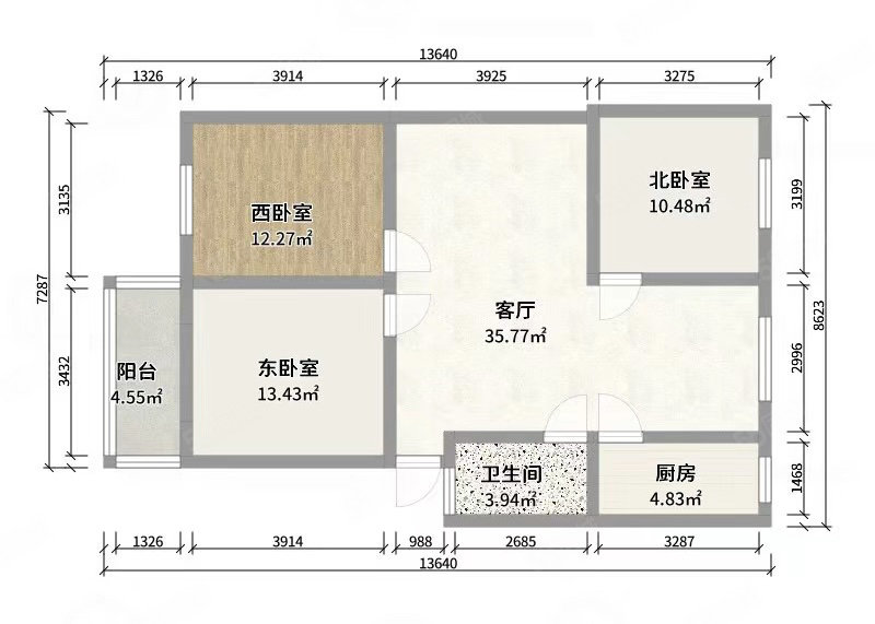 龙山观邸5室3厅3卫126㎡南北80万