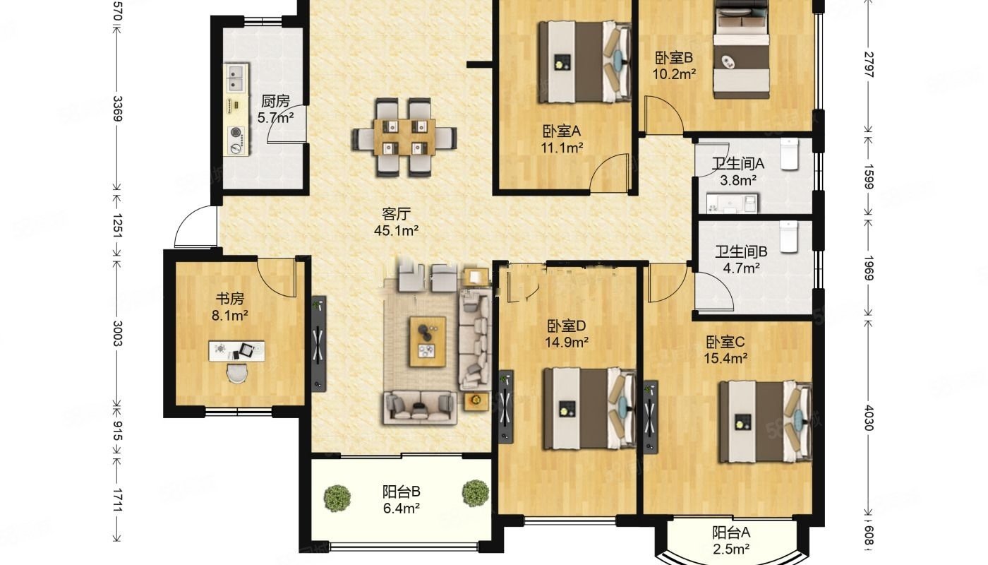 地铁口棕榈湾大平层南北通透满二东边套楼层急卖