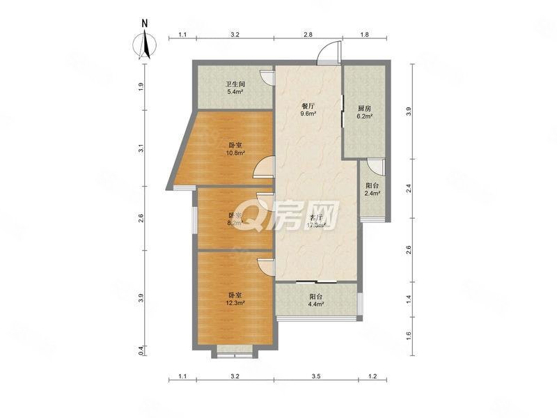 锦绣豪庭3室2厅1卫102.39㎡南北125万