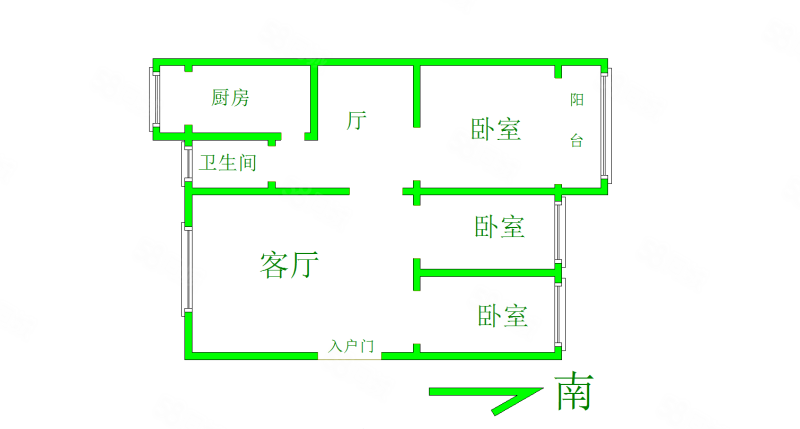 洛冷家属院3室2厅1卫112.42㎡南北55万