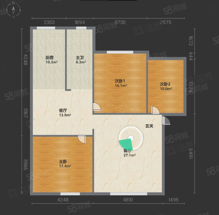 西北小区3室2厅1卫97㎡南北42万