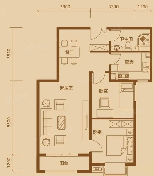 丰水源清华苑3室2厅1卫74.38㎡南39万