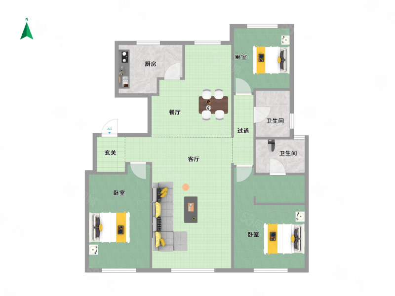 中海和悦府(二期)3室2厅2卫121.95㎡南北150万