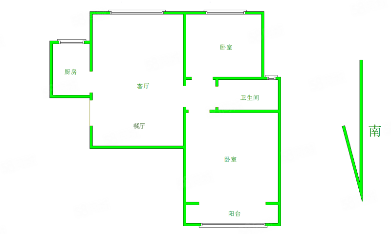 铁道龙锦嘉园2室2厅1卫94.22㎡南北43万