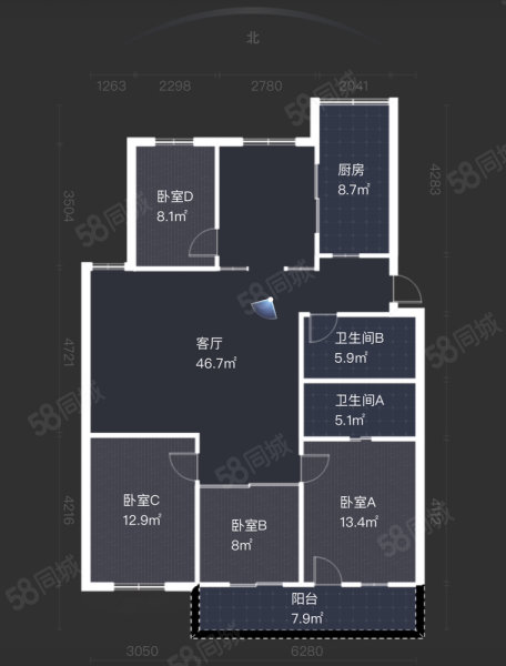 郑和花园一期4室2厅2卫128㎡南北130万