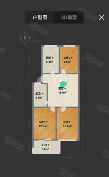 锦苑社区3室2厅1卫77.37㎡南158万