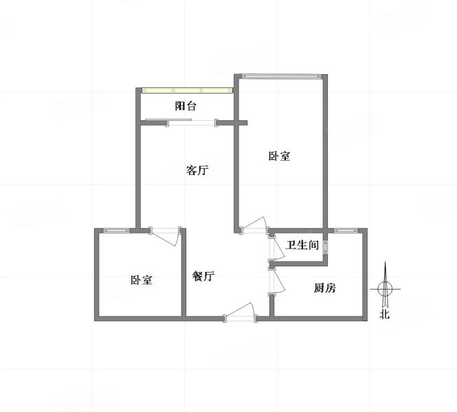 锦江郦城2室2厅1卫69.77㎡南北91万