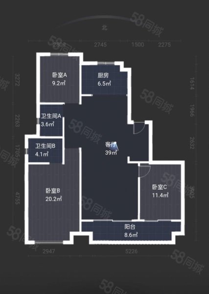 瓯鹿幸福里3室2厅2卫130㎡南北205万