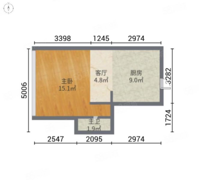 时代奥城商住楼1室1厅1卫56.05㎡西南76万