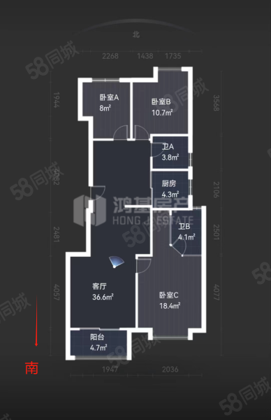 海域香廷(一二期)3室2厅2卫103㎡南北170万