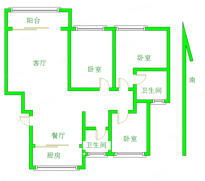 翰林府邸3室2厅2卫125㎡南北106万
