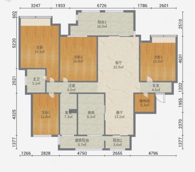 新城公馆(公寓住宅)4室2厅2卫165.44㎡南北1100万