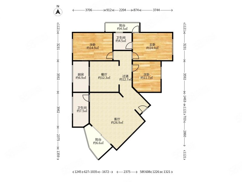 卓达玫瑰园3室2厅2卫157.34㎡南166万