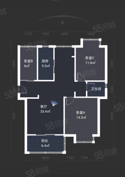 方大上上城3室2厅1卫97.17㎡南139万