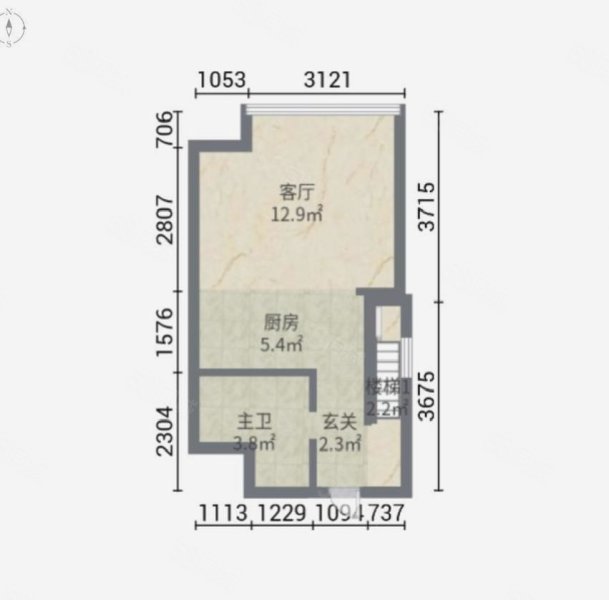 嘉定万达广场(商住楼)2室1厅1卫48㎡南105万