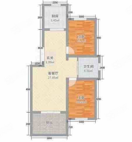 天王国际城2室2厅1卫95.32㎡南55万