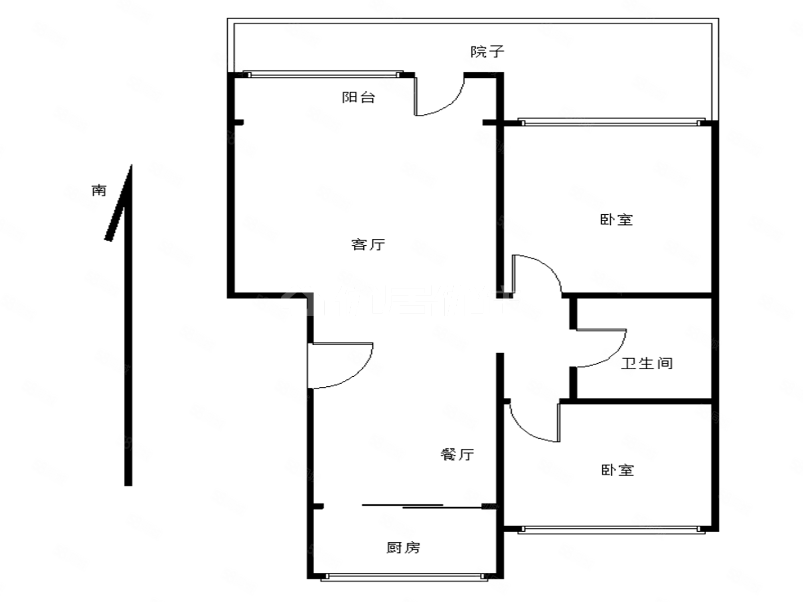 香榭花堤2室2厅1卫82.54㎡南北80万