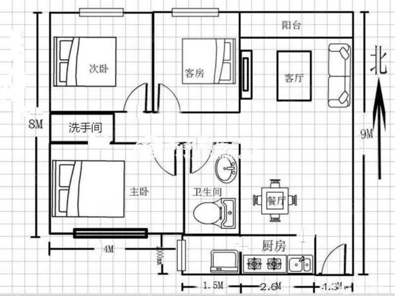 宏远花园(四期)3室2厅2卫88㎡东北150万