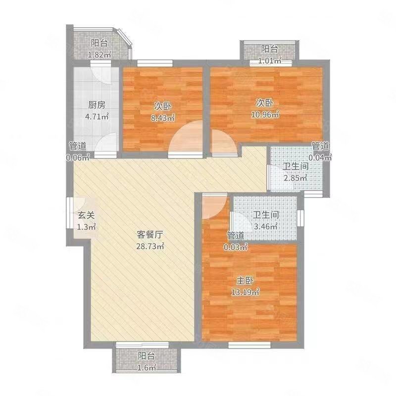 深港国际城3室2厅2卫130㎡南北50万