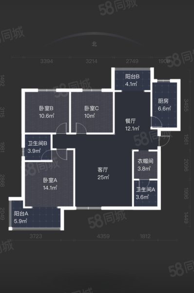 铂廷3室2厅2卫116.17㎡东南186万