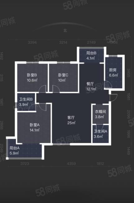 铂廷3室2厅2卫116.17㎡东南186万