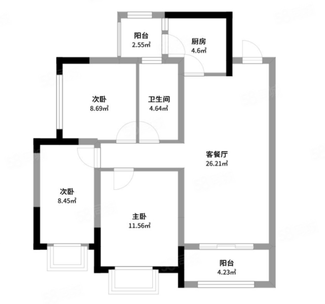 家益凤凰富居3室2厅1卫92.39㎡南105万