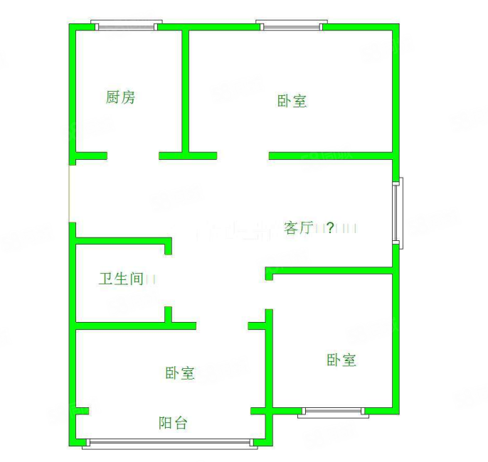 梅花生态港福瀛苑3室1厅1卫83.29㎡南北49.6万