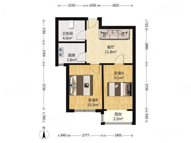 峪中一道街小区2室2厅1卫73㎡南北13.8万