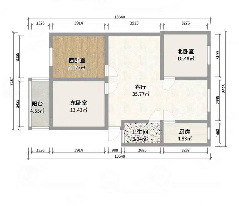 鑫欣佳园3室0厅1卫92㎡南北49万