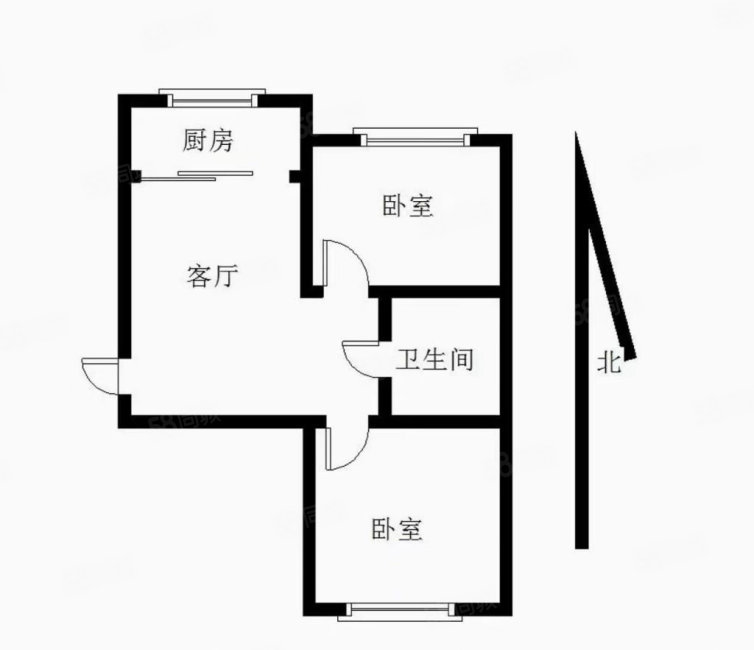 万锦民悦(二期)2室1厅1卫73.3㎡南北95万