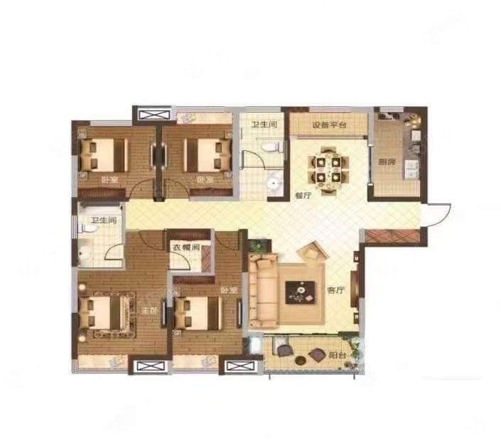 悦湖城3室2厅2卫141㎡南北119万