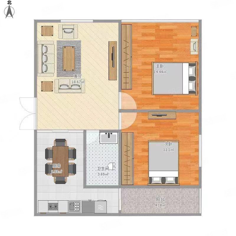 中华名城2室2厅1卫97㎡南北38.8万