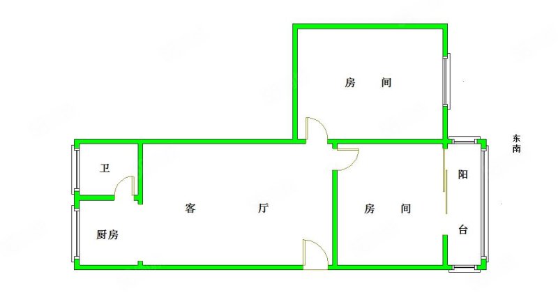 麓景东大院2室1厅1卫59㎡东南194万