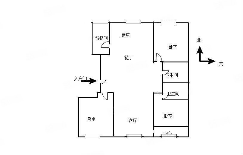 新富公寓3室2厅2卫171.45㎡南北113万