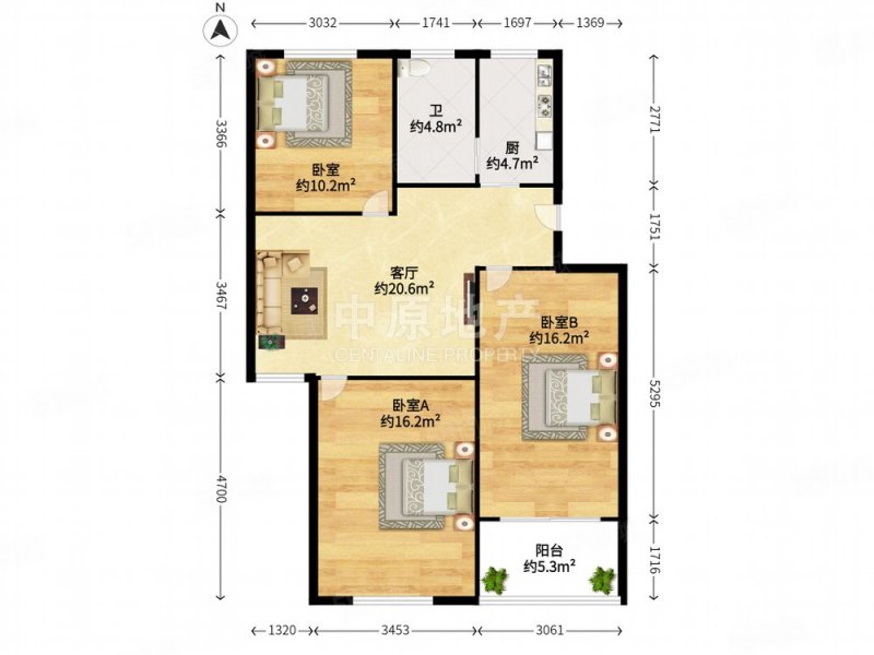 双城路650弄小区3室2厅1卫93.47㎡南305万