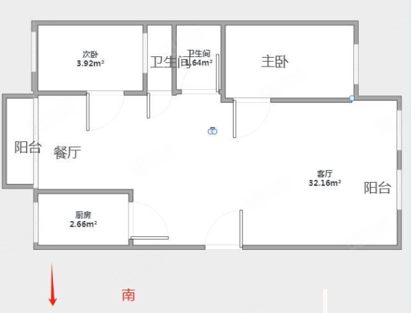 中梁公园天下2室2厅2卫98.32㎡南北188万