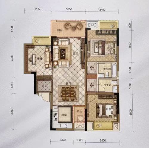 润洲悦庭3室2厅2卫98㎡南北145万